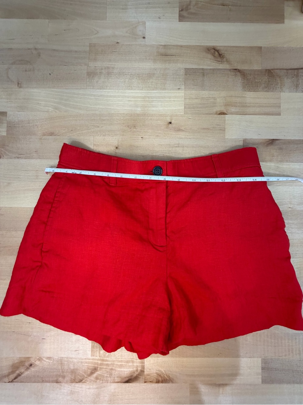 J. Crew Red Mid Rise 100% Linen Shorts - Picture 3 of 10